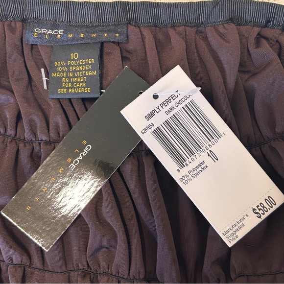 Grace Elements Skirt Women’s Size 10 Velour Brown Ruching Academia Fall School - Picture 6 of 10